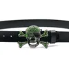 Fashionable Rhinestone Large Skull Waistband for Men's Personalized Street Hip-hop Punk Style Leather Belt Decoration