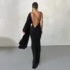 Sukienki swobodne y2k czarny backless maxi sukienki kobiety eleganckie seksowne seksowne na ramię impreza body bodycon głębokie v szyja długa