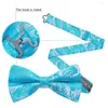 Bow Ties Projektant Teal zielony niebieski czerwony żółty żółty, wstępnie związany męski bowtie eleganckie tkaninowe kasztanowe kieszonkowe spinki do mankietów