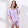 Women's Sleep abbigliamento 2023 Summer femminile grazioso pigiama dolce set da donna cotone modal cotone da donna rotonde a manica corta