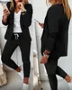 Femmes deux pièces pantalons mode femmes deux pièces ensemble tenues printemps automne femmes tourner vers le bas imprimer Blazer manteau cordon pantalon costume femmes ensemble décontracté 230821