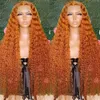 Massager sessuale13x4 Wig in pizzo Frontale Ginger Front Capelli umani Huggy Curly Wave Wigs Glueless Orange Wig 220%Densità