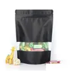 Sacs d'emballage en gros noir Mylar auto-scellant sac de stockage des aliments anti-odeur avec fenêtre transparente pochette en aluminium refermable emballage de détail Dro Dhw4M