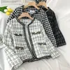 Womens Wool Blends Plus Size Tweed Retro Jacket Women Winter Coats and Fashion Striped Korean Slim Coat 230822