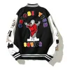 Men S Jackets High Street Color Block Graffiti borduurwerk honkbaljack heren lederen mouw wollen patchwork stand oversized winterjassen 230821