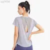 Desginer Aloo Yoga t-shirt Hardloopshirt Korte mouw Los Dun Hol Mesh Ademend Sport Top Fitness Sneldrogend pak voor dames