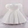 Robes de fille Big Bow bébé filles robe née blanc baptême 1er anniversaire princesse fête pour enfant en bas âge manches bouffantes Costumes de mariage