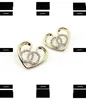 earrings designer for women Set with diamonds Yellow Brass Jewelry Hollow Heart Shape Design Ear studs #Including brand box new arrival
