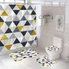 Shower Curtains 3D Geometry of Art Bathroom Curtains Shower Curtain Set Modern Stripe Abstract Bath Rug Lid Cover Carpet Home Decoration R230822