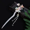 Hair Clips Floral Stick Chinese Tassel Headpiece Classic Pearl Fairy Hairpin Chopstick For Women Vintage Hanfu Party Tiaras Jewelry