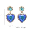 Boucles d'oreilles pendantes Style européen classique coeur de l'océan pendentif cristal bleu pour les femmes élégant mariage fête bijoux cadeau