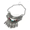 Choker Senhua Fashion Women Lady National Style Antique Silver Plated Feather Tassels Colar Uttalande Halsband smycken Femme Mn610