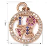 Pendentif Colliers Neovivi Perle Ronde Creuse Lettre D'amour Pendentifs Romantique Coloré Zircon Micro Pave CZ Pour La Fabrication De Bijoux Amant Cadeaux DIY