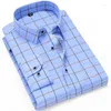 Casual shirts voor heren modeheren afdrukken met lange mouwen shirt stiksel zakontwerp stof zachte comfortabele mannen jurk slanke fit knoop omhoog