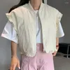 Coletes femininos gole de moda feminina colete coreano de plufla splice jaquea sem mangas 2023 Coloques de maré de verão
