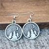 Dangle Earrings 1 Pair Camping Moon Mountain And Pines Round For Women Wedding Jewelry Gifts