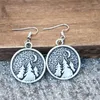 Boucles D'oreilles Pendantes 1 Paire Camping Lune Montagne Et Pins Ronds Pour Femmes Bijoux De Mariage Cadeaux