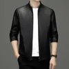 Men's Trench Coats Autumn And Spring Stand Collar Jacket Natural Leather Thin Section Plus Velvet Fashion Motorcycle Youth 230822