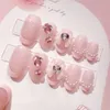 False Nails Flash Rhinestones Bowknot Unghia fatta a mano Copertura piena artificiale per i compiti di routine dell'ufficio quotidiano