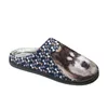 Pantoufles mignonnes à motif d'os de chien Husky pour femmes, automne-hiver, bout rond, Design de marque en coton, chaussures confortables pour garder au chaud en peluche