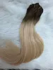 OMBRE CLIP in Human Hair Extension T4/24 금발 색상의 색상이 더블 웨이프 클립 INS Extensions 120G