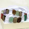 Strand Top Quality Natural Mix-stone Beads 10 15mm Charme Femmes Fashion Party Vintage Bracelet Bijoux 7.5 pouces B1692