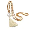 Ras du cou paix pendentif collier Boho gland chandail chaîne Vintage perles en bois bohême esthétique pour les femmes bijoux cadeau