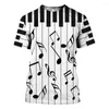 T-shirts pour hommes Harajuku Piano Music 3D T-shirt imprimé Hommes Femmes Hip Hop Mode Casual T-shirts à manches courtes Streetwear Tops surdimensionnés