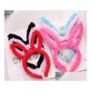 Party Favor Kids Easter Bunny Rabbit Ears Cosplay Headband Children Adt Soft Furry Plush Hair Band Led Glow Headwear Customize Logo Dhpub