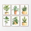 Canvas Painting House Plant Cactus Greenery Plant Monstera Leaf Poster Wall Art Picture Living Room Bedroom Home Decor No Frame Wo6