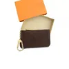 2022 Mode Femmes Hommes Porte-clés Porte-carte de crédit Porte-monnaie de luxe Mini Portefeuille Sac Charm Toile Marron avec boîte Dust Bag247L