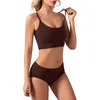 Outfit da yoga Donne sexy reggiseno senza soluzione di continuità set di mutandine a bassa vita a bassa bralette lingerie brassere brassere biancheria intima senza schienale