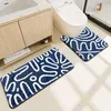 Bath Mats Thickened Rug Blue Decoration And Stripe Mat High Set Bathroom Art Geometric Quality Floor Flocking White