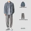 Men's Tracksuits 2023 Suit With American Fashion Wash Plaid Denim Jacket Versatile Coat Top Solid Color Loose Sports Casual Pants