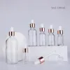 wholesale Wholesale Glass Refillable Dropper Bottles 5-100ML Empty Essential Oil Container with New Rose Gold Lids LL