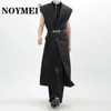 Men's Jackets NOYMEI Niche Deconstruction Shoulder Pad Vest Autumn Trench Coat Avantgarde Design Over Knee Sleeveless Jacket Black WA2140 230822