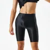 Mäns shorts satin glansig mager sommar hög midja springande sport gym knä längd smal fit sexiga korta leggings byxor 2023