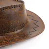 Wide Brim Hats Bucket Wholesale price cowboy hat imitation leather cracked men and women rider fedora Panama rope accessories 230821