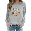 Kvinnors hoodies Round Fashion Flower Print Halloween Casual Tops Hoodie Apparel Women Sweatshirt Leopard Zip Up Jacket