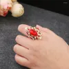 Cluster Rings Exaggerated Gold Color Crystal Red Rhinestone Adjustable For Women Men Big Statement Opening Knuckle Ring Fashion Jewelry