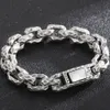 Bedelarmbanden materie roestvrijstalen schakel ketting man armband voor mannen 13 mm breedte retro stijl geborsteld metaalheren hand sieraden geschenken 230821