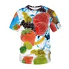 Camisetas masculinas Fruta de hip hop 3D Camiseta impressa de verão divertida