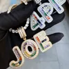 Strands Strings Bubble Letter Custom Name Necklace for Men Baguette Personazlied Pendant Real Gold Plated Hip Hop Jewelry Trend 230822