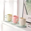 Tasses nordique coloré tulipe tasse à café ensemble fleur après-midi thé petit déjeuner lait tasse en céramique bureau ménage créatif Drinkware