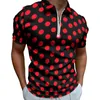 Herrpolos 2023 retro polka dot casual t-shirts fläckar tryck poloshirts dragkedja y2k skjorta man anpassad topp stor storlek3xl