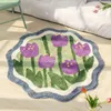 Alfombras de tulipán, alfombra suave para suelo de flores, alfombra antideslizante para baño, alfombra esponjosa de Cachemira de imitación, puerta de entrada Floral, dormitorio Irregular