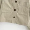 Jackets femininos Autumn Women Women Solid Blended Linen Patch Pocket Coat Casual Casual Manga longa Tops soltos Streetwear Lujia Alan C1899 230821