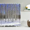 Shower Curtains High Quality Birch Forest Fabric Shower Curtain Waterproof Natural Landscape Printed Bath Curtains for Bathroom Decor with R230822