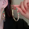 Hoop Earrings Luxury Colourful Round Shaped Zircon For Women Korean Style Simple Crystal Circle Bijoux Birthday Gift