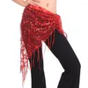 Abbigliamento da palco da 1 pc paillettes da 1 pce tana della cintura di danza pancia mostra costumi sciarpa dell'anca per donne thailandia/india/catena della gonna araba della gonna